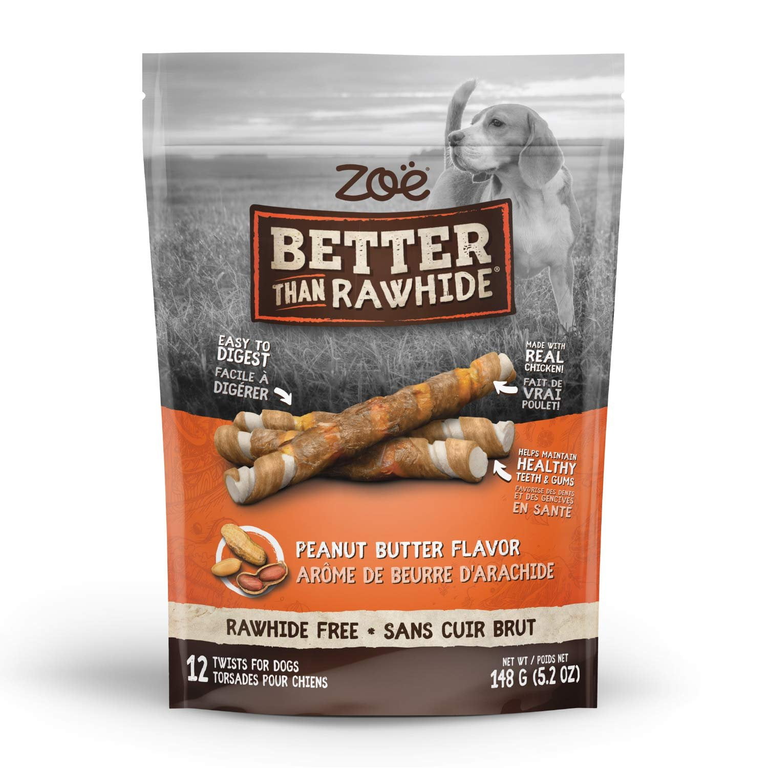 Zoe Peanut Butter Twists Dog Treats, 148 GR