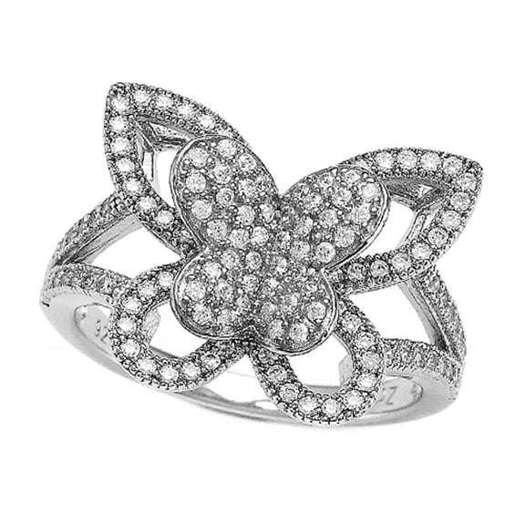 Zoe R� 925 Sterling Silver Micro Pave Hand Set Cubic Zirconia (CZ) Butterfly Ring