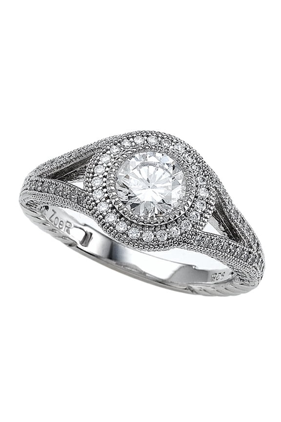 � 925 Sterling Silver Micro Pave Hand Set Cubic Zirconia (CZ) Engagement Ring