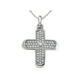 thumbnail image 1 of Zoe R� 925 Sterling Silver Micro Pave Hand Set Cubic Zirconia (CZ) Medium Cross Pendant Necklace On 18, 1 of 3