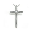 thumbnail image 1 of Zoe R� 925 Sterling Silver Micro Pave Hand Set Cubic Zirconia (CZ) Medium Cross Pendant Necklace, 1 of 4