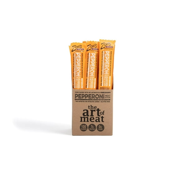 Zoe's Meats Uncured Pepperoni Meat Stick, 1oz, 24 pack