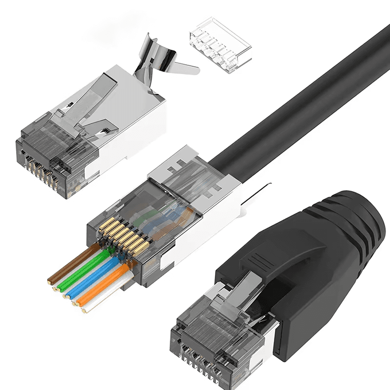 ZoeRax 30-Pack Cat7 Cat6A RJ45 Pass Through Connectors Shielded, 3 ...