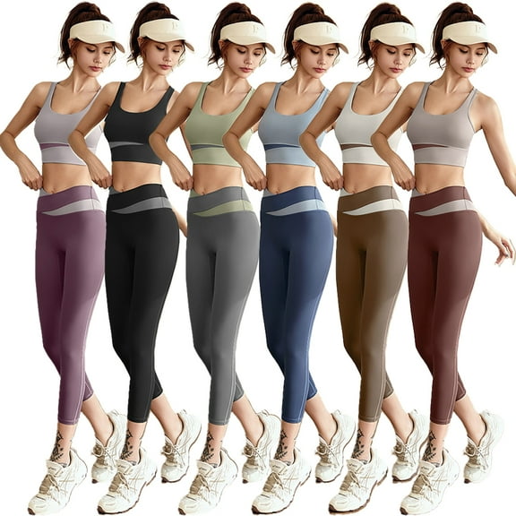 Zoeecloth 2Pcs Workout Yoga Sets for Women Active Lightweight Comfortable Outfits Set High Waist Tummy Control Leggings Set S-XXL