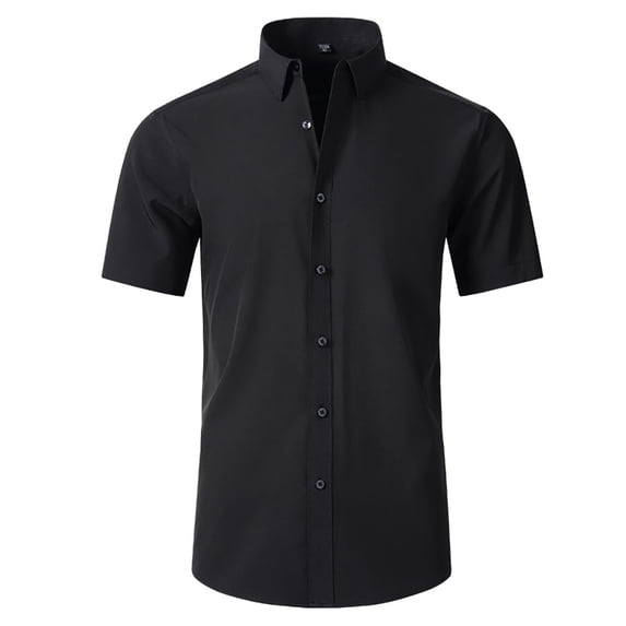 Zoeecloth Dress Shirts for Muscle Men's Slim Fit Stretch Long &short Sleeve Casual Button down Shirt Simple Business Thin Dress Shirts