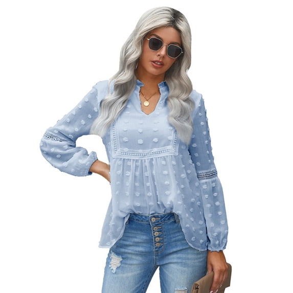 Zoeecloth Long Sleeve Tops for Women T Shirts Women Casual V Neck Shirts Spring Fall Clothes S-XXL