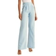 thumbnail image 1 of Zoeecloth Lounge Pants for Women's Casual Trouser Lightweight High Waisted Trousers Adjustable Tie Knot Loose Trousers Nine-Point Suit Pants with Pockets S-5XL, 1 of 7