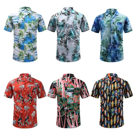 Zoeecloth Men's Hawaiian Shirt Short Sleeve Shirts for Men Hawaiian Shirt Floral Casual Button Down Shirts Tropical Holiday Shirts S-2XL