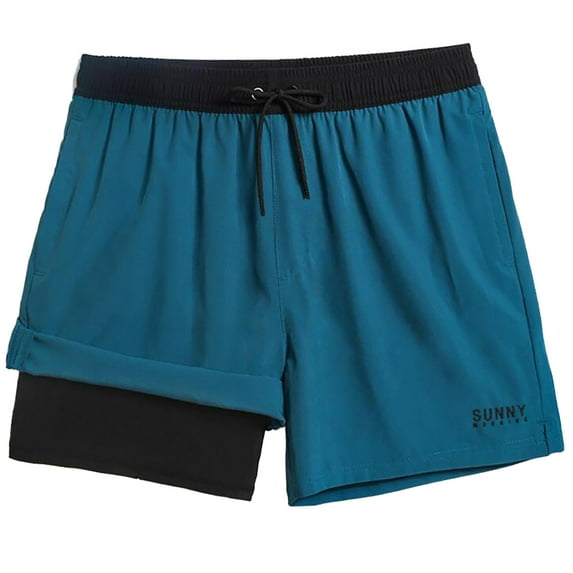 Zoeecloth Men's Quick Dry Swim Trunks Swimsuits Mesh Liner Beach Bathing Suits Swimming Board Elastic Flat Corner Shorts S-XXL