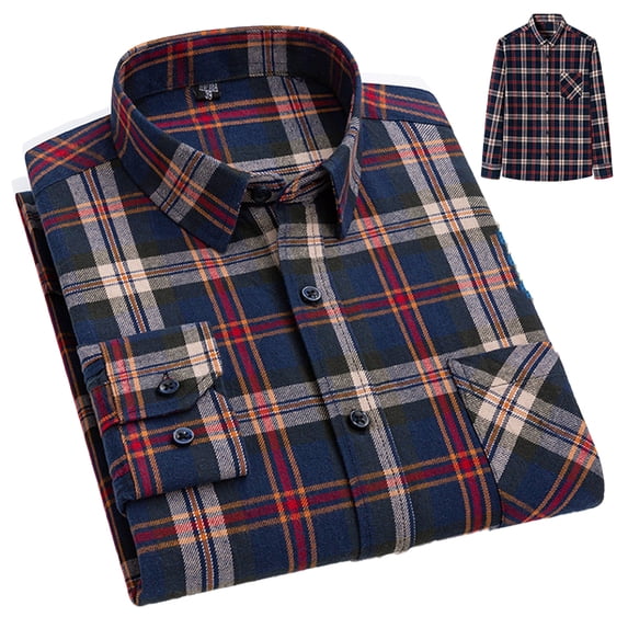 Zoeecloth Men's Shirt Flannel Shirt Button Down Collar Shirts Cotton Long Sleeve Dress Shirts Cotton Shirt with Pocket