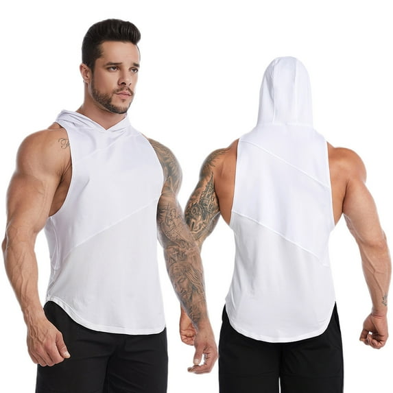 Zoeecloth Men's Vest Hoodie Workout Tops Gym Athletic Sleeveless Basketball Waistcoat T-Shirts Tops Gym Athletic Sleeveless Tees S-XXXL