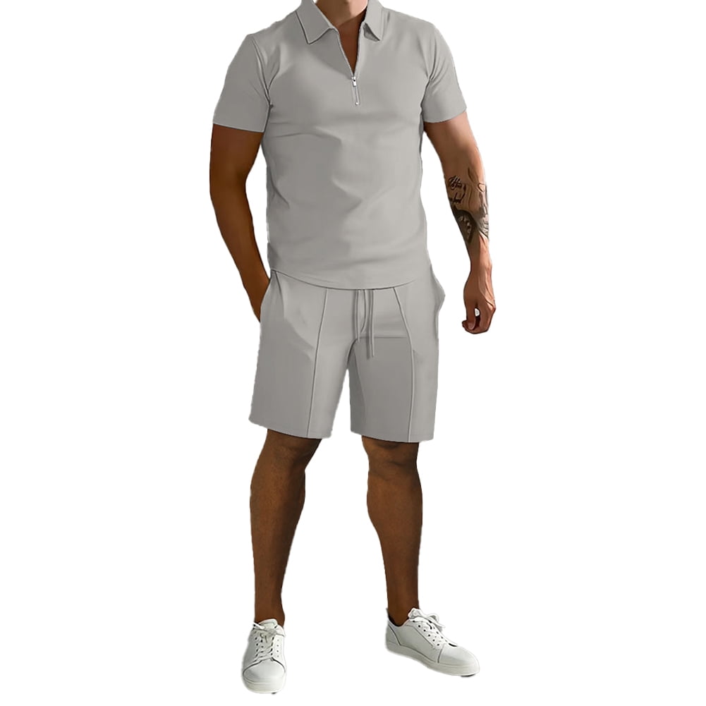 Zoeecloth Short Sets 2 Piece for Mens Outfits Tees Shirt Fashion Summer Tracksuits Casual Set Short Sleeve and Shorts Set for Men S-3XL