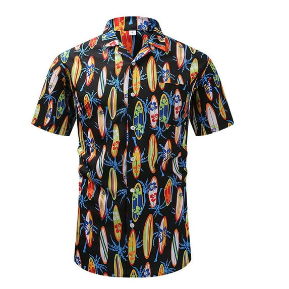 Zoeecloth Slim Shirt for Men's Vintage Printing Shirt Short-Sleeved Button Lapel T Shirt Men's Youth Casual Summer Clothing S-2XL