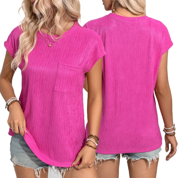 Zoeecloth Summer T Shirts Tops for Women Casual Round Neck Shirts Short Sleeve Tops Female Loose Fit Tees S-XXL