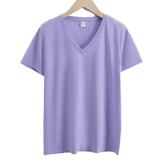 Zoeecloth Summer T Shirts Tops for Women Casual V Neck T Shirts Female Short Sleeve Tunic Tops Loose Fit S-XXXL