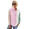 thumbnail image 1 of Zoeecloth Women Shirts Tops V Neck Long Sleeve Block Splicing Casual Shirts Loose Basic Tunic Shirts S-XXL, 1 of 9