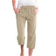 thumbnail image 1 of Zoeecloth Women's Casual Loose Pants Straight Home Seven Pants Ladies Solid Color Drawstring Cotton Pants S-5XL, 1 of 8