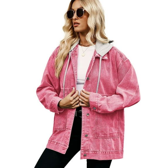 Zoeecloth Women's Denim Jacket Coats Jean Coats Outwear Spring Fall Buttons Oversize Long Sleeve Denim Female Top S-XXL