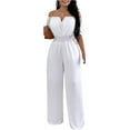 thumbnail image 1 of Zoeecloth Women's Off-The-Shoulder Jumpsuits Casual Short Sleeve Loose Wide Leg Long Rompers Outfits S-XL, 1 of 8