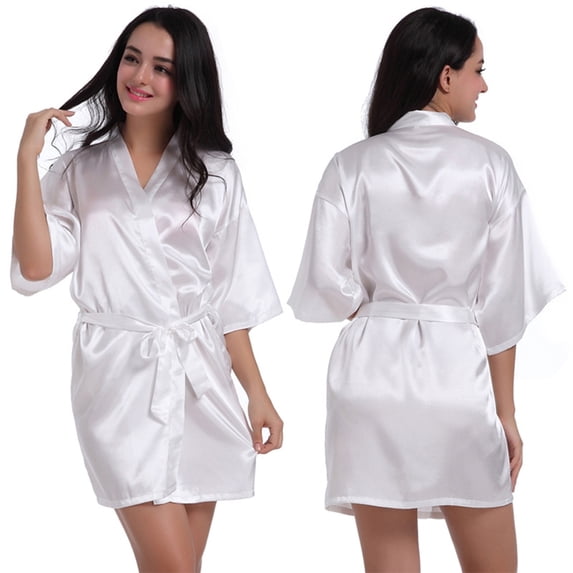 Zoeecloth Women's Silk Robes Satin Night-Robe Wedding Bridal Party Bride Bridesmaid Robes Silky Bathrobe Soft Loungewear S-XXL