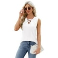 thumbnail image 1 of Zoeecloth Womens Cotton Sleeveless Tops Solid Color V Neck Tees Shirts S-XXL Summer Casual Fashion loose Vest, 1 of 9