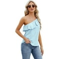 thumbnail image 1 of Zoeecloth Womens Ruffle Vest Sleeveless One-Shoulder Tops S-XXL Summer Solid Color Slim Shirts Tops Spring Casual Pleated Blouse, 1 of 9