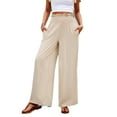 thumbnail image 1 of Zoeecloth Womens Solid Color Slacks Pants Spring/Summer Trousers High Waisted Wide Leg Drawstring Casual Loose Pants Trousers with Pockets S-XL, 1 of 9