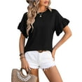 thumbnail image 1 of Zoeecloth Womens Solid color Knit Top Summer Crewneck Short Sleeve Casual Sweaters for S-XXL, 1 of 9