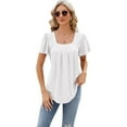 thumbnail image 1 of Zoeecloth Womens Square Neck T-Shirts Summer Short Sleeve Pleated Tees Shirts Tops Spring Casual Swallowtail Shirt Blouses,Size S-XXL, 1 of 10