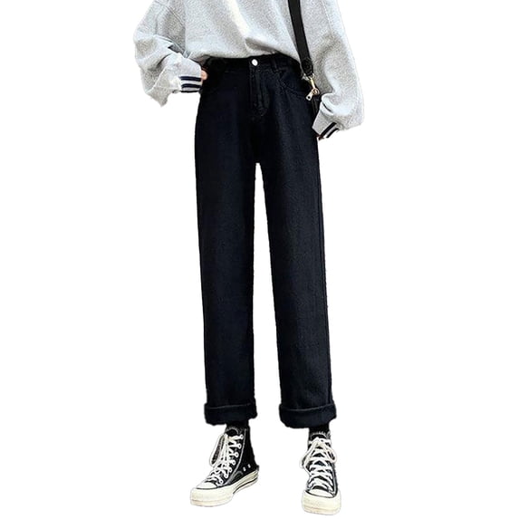 Zoeecloth Womens Straight Jeans Pants for Female High Waisted Casual Wide-Leg Denim Trousers S-XXL