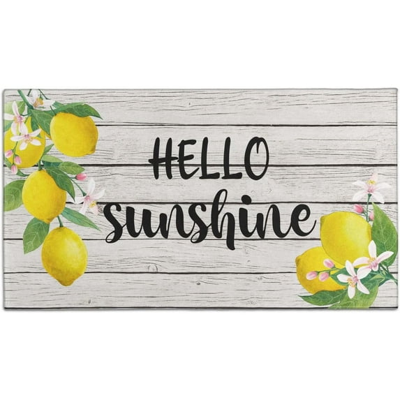 Zoeeya Hello Sunshine Welcome Mat Hello Sunshine Doormat Lemon Door Mat Outdoor Lemon Welcome Mat Spring Door Mat Summer Doormat 30"x17"