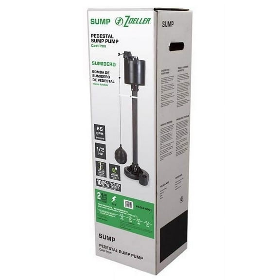 Zoeller 0.5 HP 3900 GPH Cast Iron Vertical Float Switch AC Bottom Suction Pedestal Sump Pump