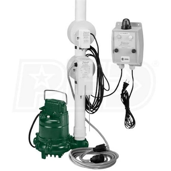 Zoeller 940-0007 0.5 HP Effluent Pump with 20 ft. Cord Elevator Sump Pump Oil Smart Switch & Alarm System