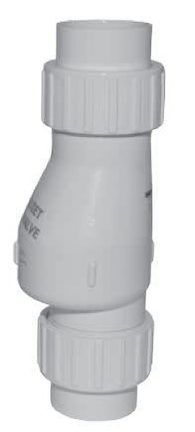 Zoeller 1029741 Quiet Check Valve, 1.5 in., PVC, Union Solvent Weld - White