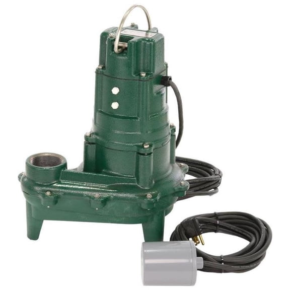 Zoeller 270-0005 1HP Cast Iron Sewage Pump with 20 ft. Cord Variable Piggy Back Float Switch