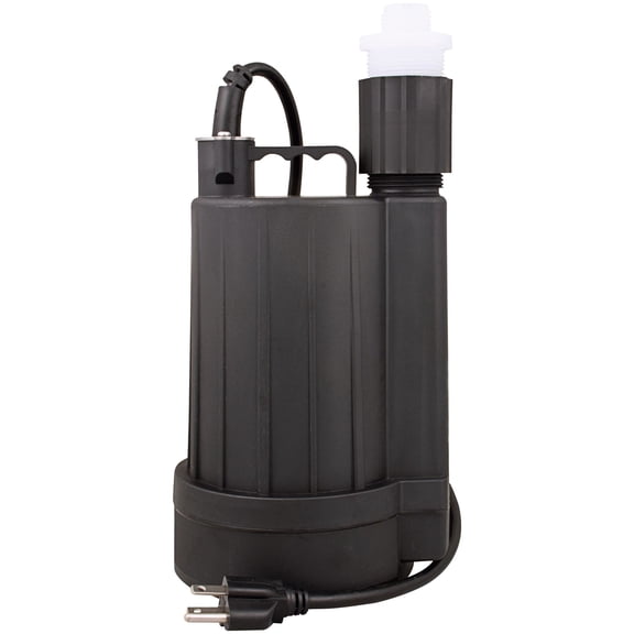 Zoeller 44-0005, Model N44 Floor Sucker Utility Pump, 1/4 HP, 115 Volts, 1 Phase, 2.5 Amps, 1-1/4" NPT Discharge, 30 GPM Max, 20 ft Max Head, 20 ft Cord, Manual