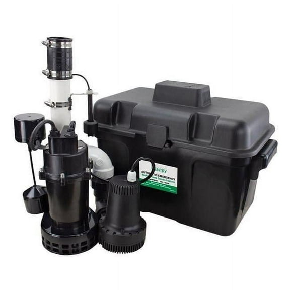 Zoeller Basement Sentry 0.3 HP 2400 GPH Thermoplastic Vertical Float Switch AC Submersible Backup Sump Pump - Black