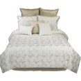 thumbnail image 1 of Zoey 10 Piece Polyester King Comforter Set, Gold Floral Design Print, White - Saltoro Sherpi, 1 of 5