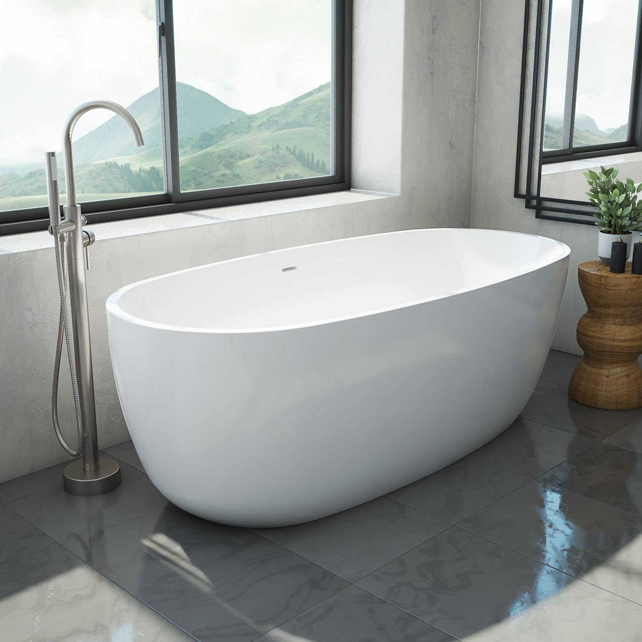 Zoey 67 Inch Acrylic Double Ended Freestanding Tub and Faucet Package