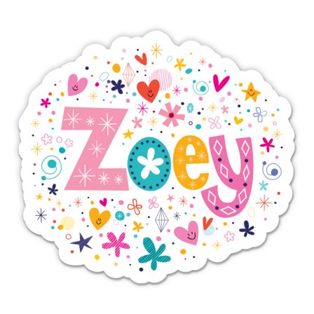 Zoey Girl Name Cute Kid Lunchbox - 3" Vinyl Sticker - For Car Laptop Water Bottle Phone - Waterproof Decal