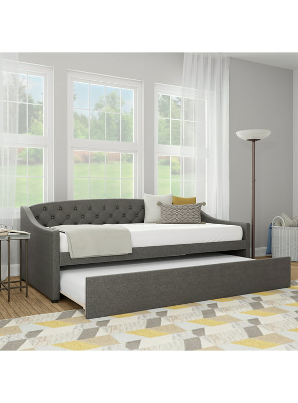 Zoey Tufted Upholstered Twin Daybed With Trundle by Hillsdale Living Essentials, Charcoal