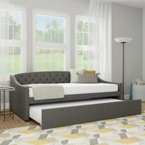 Zoey Tufted Upholstered Twin Daybed with Trundle by Hillsdale Living Essentials, Charcoal