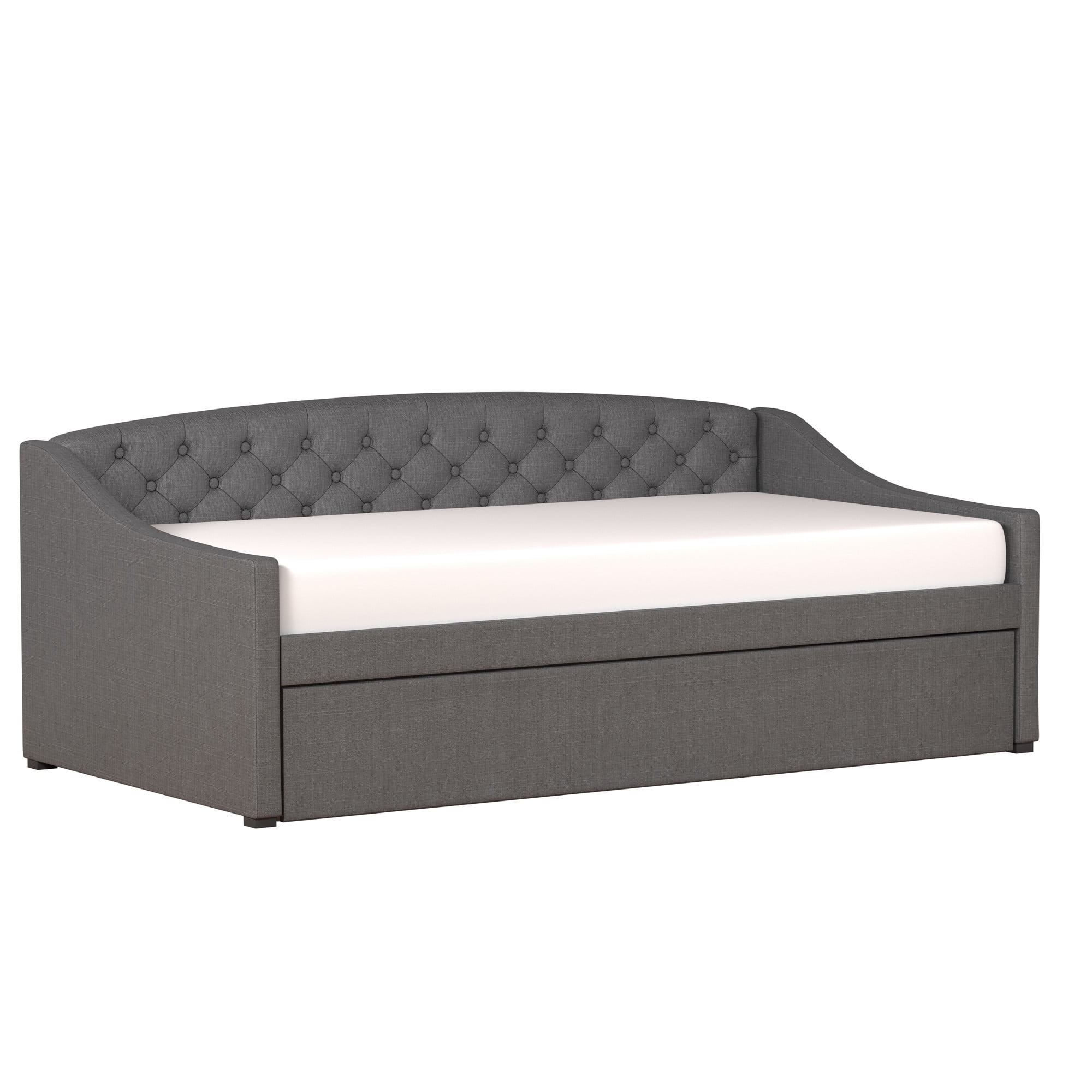 Zoey Upholstered Twin Daybed with Trundle, Charcoal, by Hillsdale