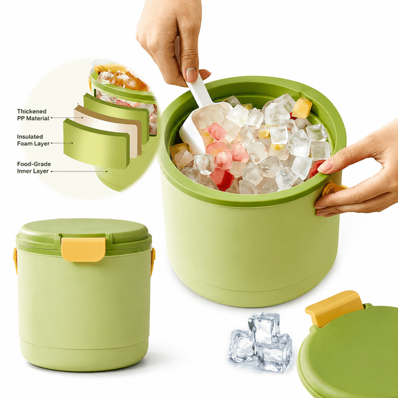 ZoeyC Portable Ice Bucket with Lid & Handle Insulated Large Capacity Ice Container Plastic Airtight Freezer Buckets for Parties Outdoor Cocktail Champagne Wine