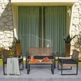thumbnail image 1 of Zoeye 4 Piece Patio Furniture Set, All Weather Outdoor Sectional Sofa Manual, Metal & Wicker Frame Patio Conversation Set with Coffee Table & Blue Cushions, 1 of 13