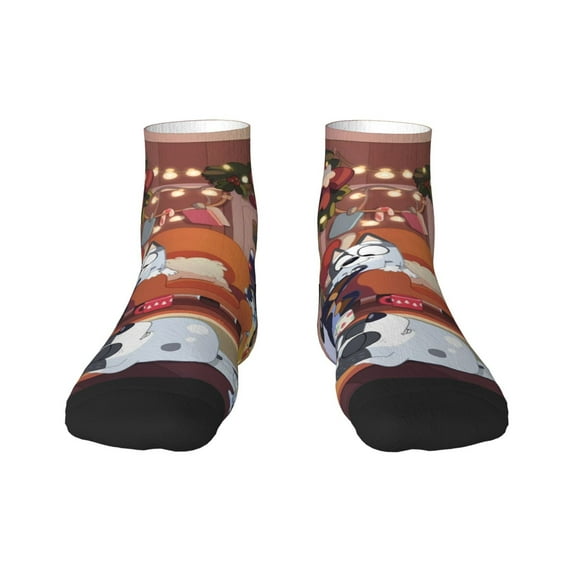 Zofaai Bluey Pattern 30cm Contrast Color Straight Socks,Elastic Sweat-absorbing Adult Sports Socks,Clothing Accessories