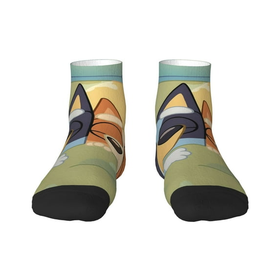 Zofaai Bluey Pattern 30cm Contrast Color Straight Socks,Elastic Sweat-absorbing Adult Sports Socks,Clothing Accessories