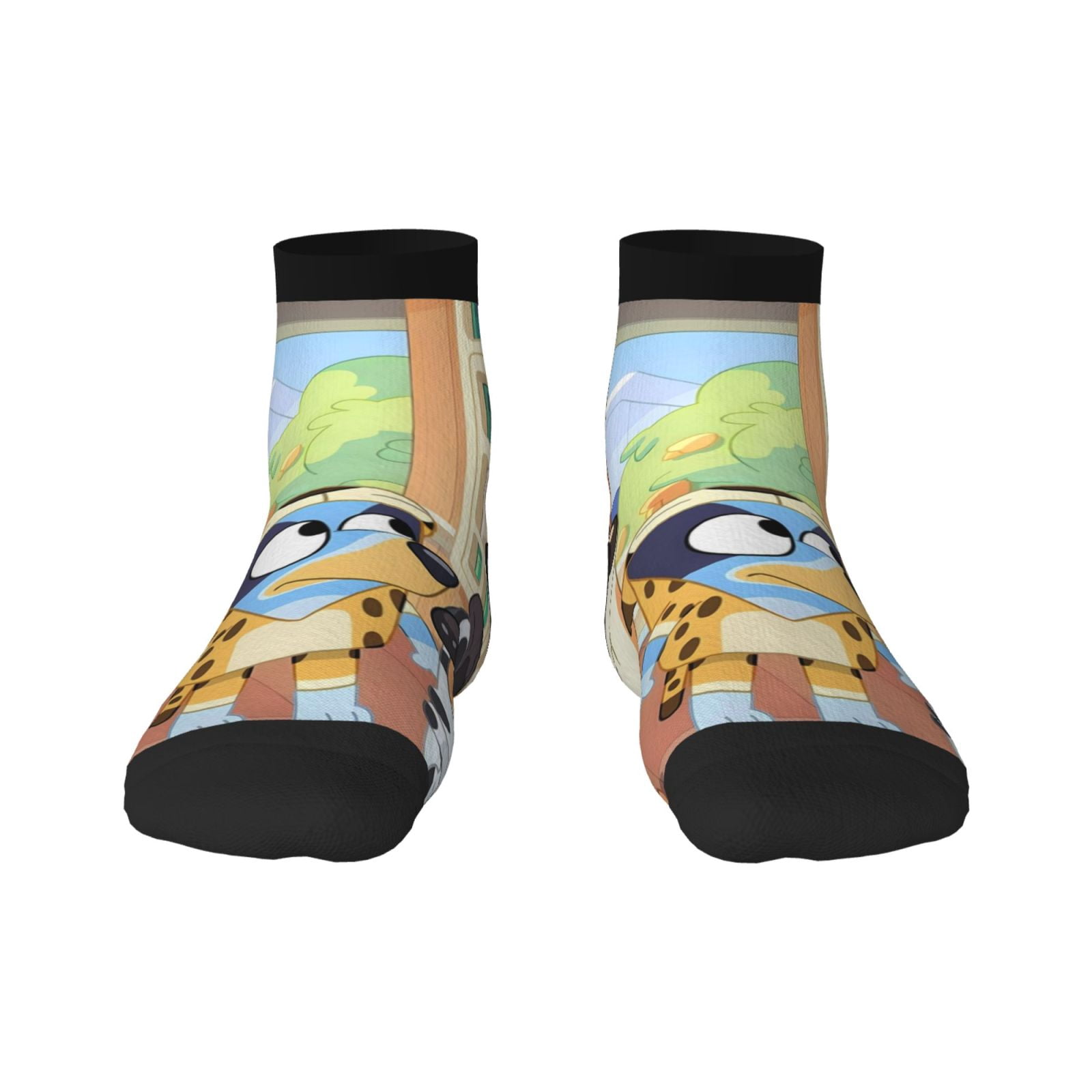 Zofaai Bluey Pattern 30cm Contrast Color Straight Socks,Elastic Sweat
