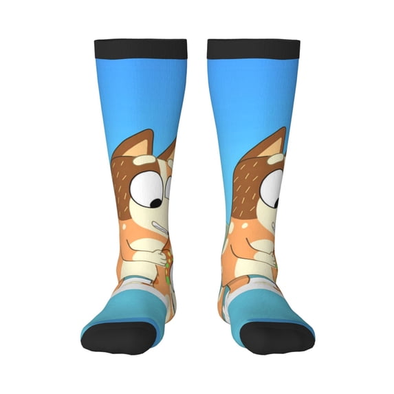 Zofaai Bluey Pattern Contrast Color Long Socks, Sweat-Absorbing and Odor-Resistant Winter Sports Socks Clothing Accessories, Adult Unisex