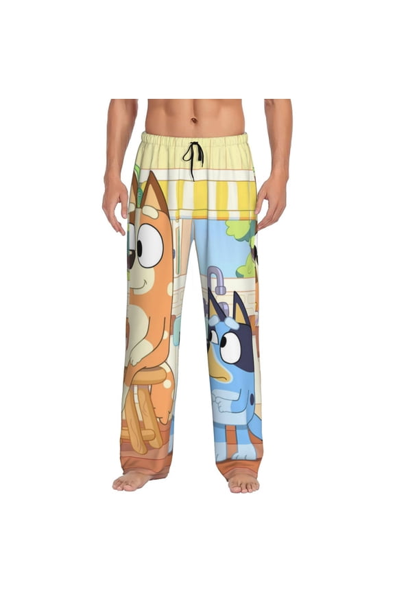 Bluey Pattern Men's Trousers, Elastic Waistband with Pockets, Pajama Pants, Home Wear-Medium